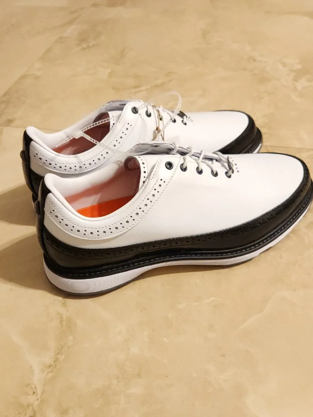 Adidas MC80 Spikeless Golf Shoes White/Black Leather Saddle ID4750 Men Size 9.5
